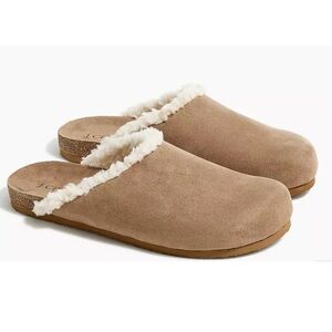 J.Crew Women's Faux Suede Clog Slippers Sherpa‎ Lining BB462